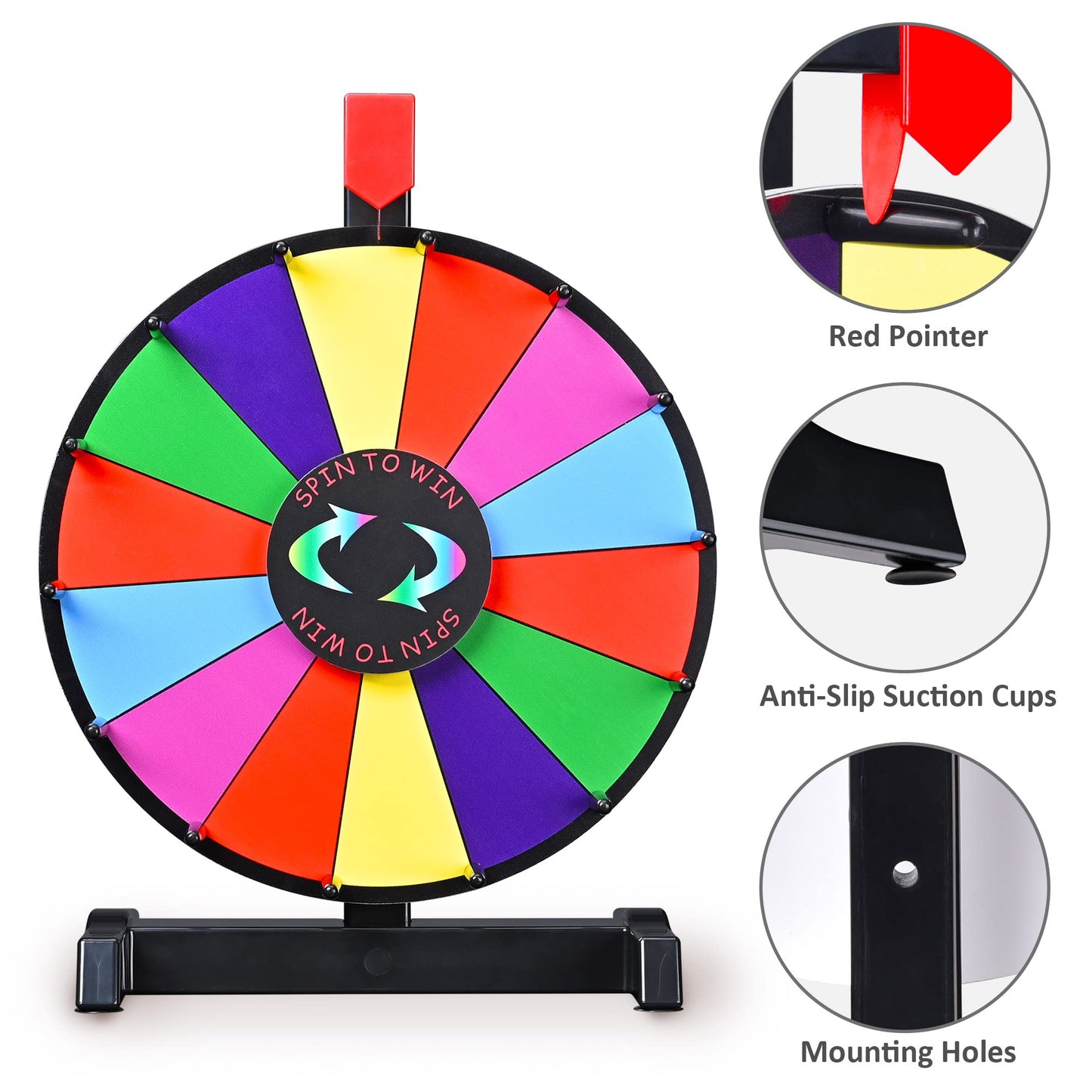 WinSpin 12" Prize Wheel Tabletop 14 Slots Heavy Duty Editable Spinning Wheel for Fortune Spinning Game Carnival & Tradeshow, Classic Series