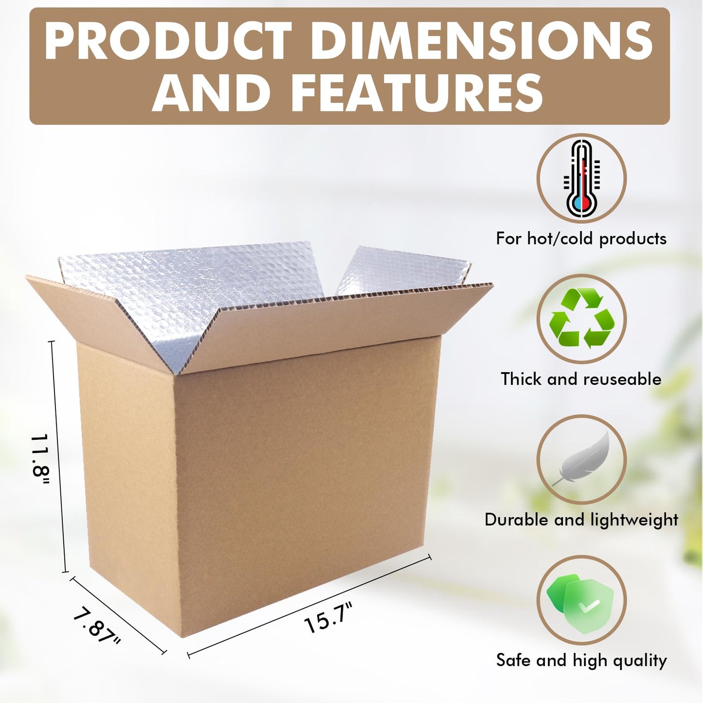 aromeili Insulated Shipping Boxes for Shipping Frozen Food-15.7" x 11.8" x 7.87" (6 Pack),Large Foil Cooler Carton Moving Kits for Mailing Packing,Reusable Cold Shipping Box with Insulation
