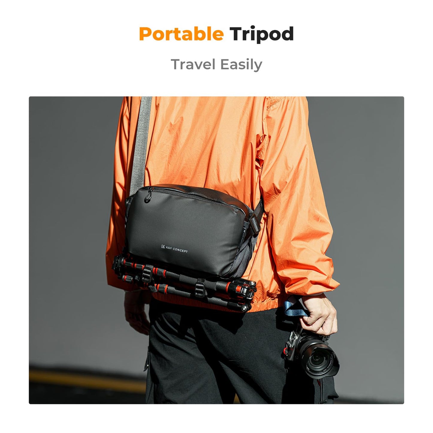 K&F Concept 2 in 1 Sling Bag Everyday Shoulder Bag & Multifunction Photography Crossbody Camera DSLR Backpack Portable Bag Black
