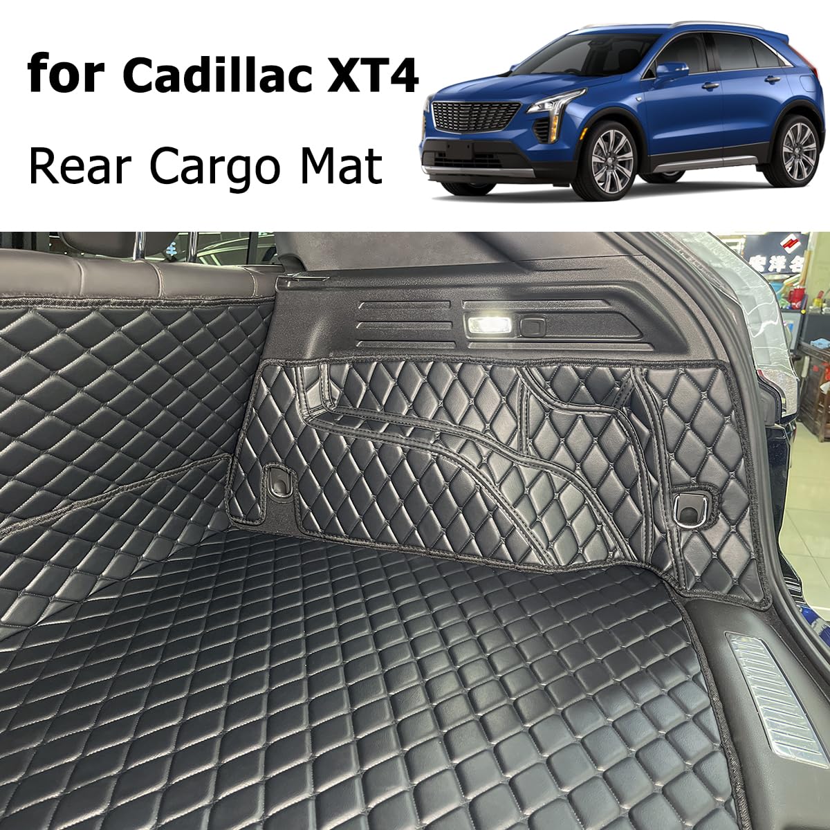 7DEEKEI for 2019-2025 Cadillac XT4 Trunk Mat and Rear Backrest Mat Cargo Liners All Weather Anti-Slip