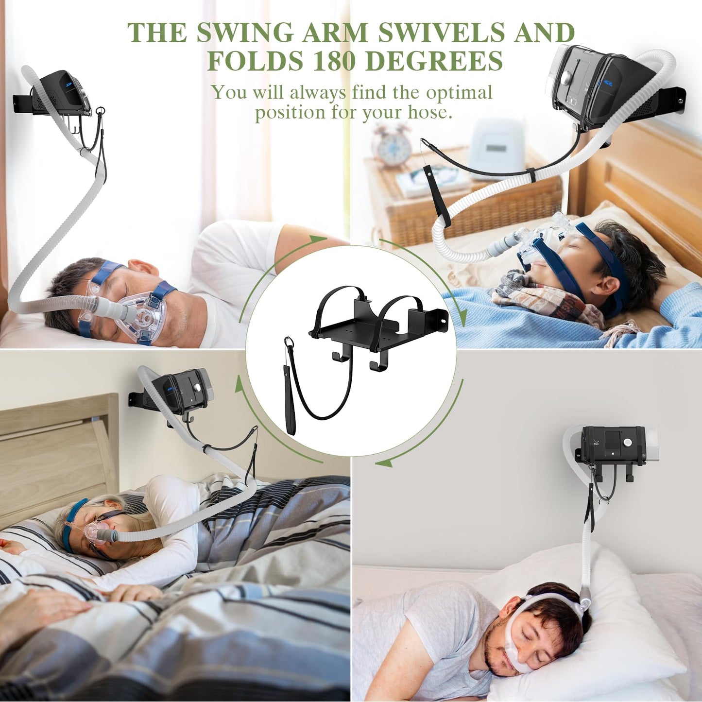 CPAP Wall Mount Shelf Compatible with ResMed AirSense 10 with Adjustable Angle CPAP Hose Holder and Hook for CPAP Tube & Mask [Avoid Entanglement] FSA HSA, CPAP Supplies Stand for Bedside Organization