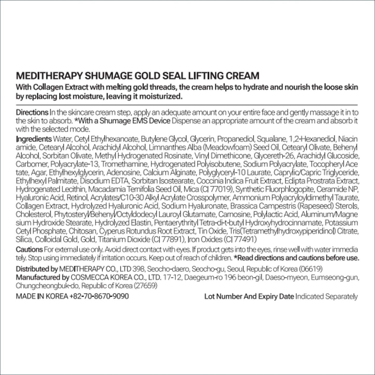 Shumage Gold Seal Lifting Cream+Device - Moisturizer Face Lift Cream, Hydrating & Tightening for Sagging Skin - Korean Face Moisturizer - Microcurrent Facial Device for Radiant Glow Skin - 1.69 Fl. Oz