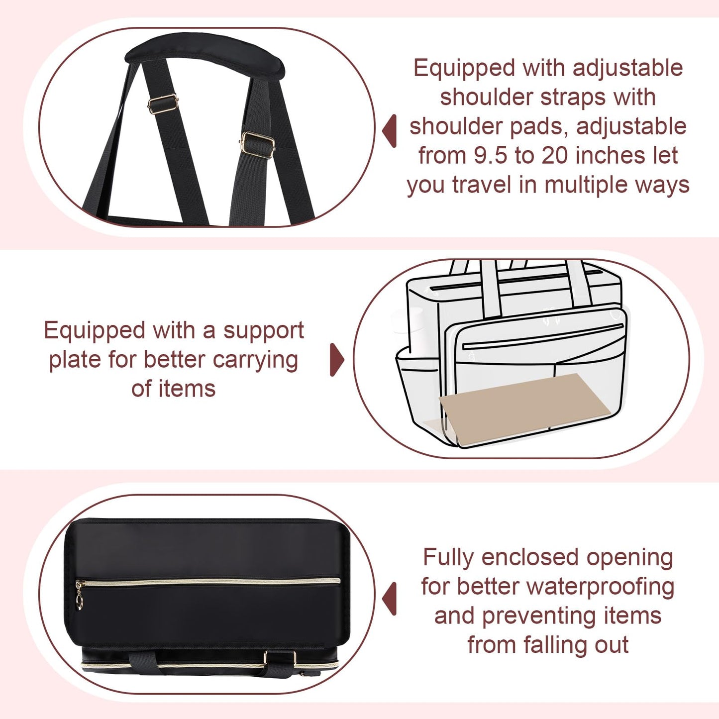 Wigojoy Teacher Bag, Women Work Bags with Foldable Document Pocket, 15.6-inch Laptop Compartment, Adjustable Handle, Support Panel and Insulated Pocket. Fit for Nurse Bag, Work Briefcase or Travel Bag