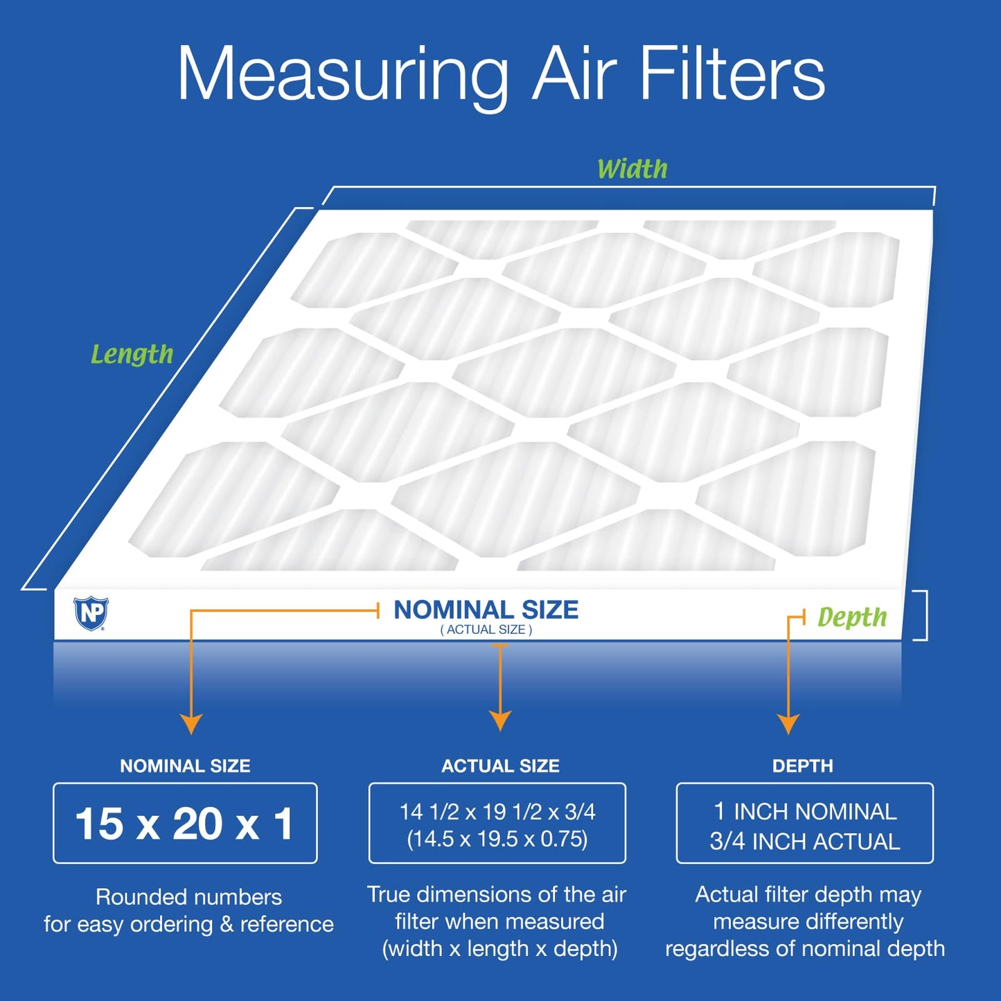 Nordic Pure 15x20x1 (14 1/2 x 19 1/2 x 3/4) Pleated MERV 12 Air Filters 6 Pack