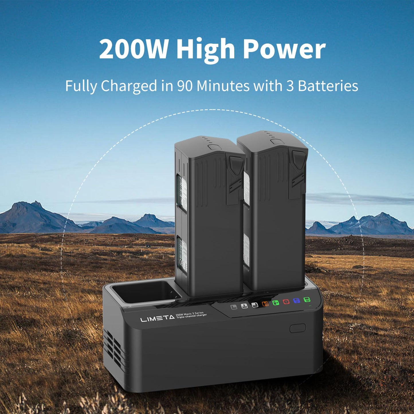 200W Mavic 3/3 Pro Intelligent Battery Fast Charger Hub,for DJI Mavic 3/3 Pro/Thermal/Classic/RC Controller Drones Accessories,Three-Channel Parallel,with Discharge/Storage/Battery Equalization/LED