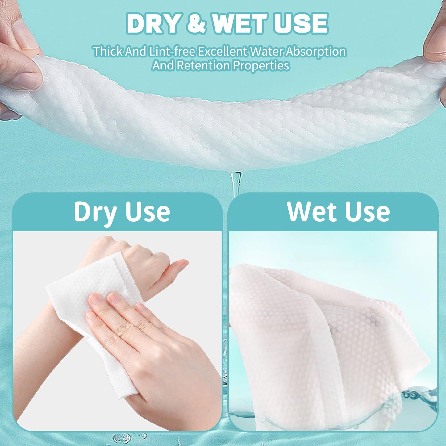 Disposable Face Towel 600 Count, Soft Cotton Facial Dry Wipes, Multi-Purpose for Skin Care, Makeup Remover, Face Wipes and Facial Cleansing