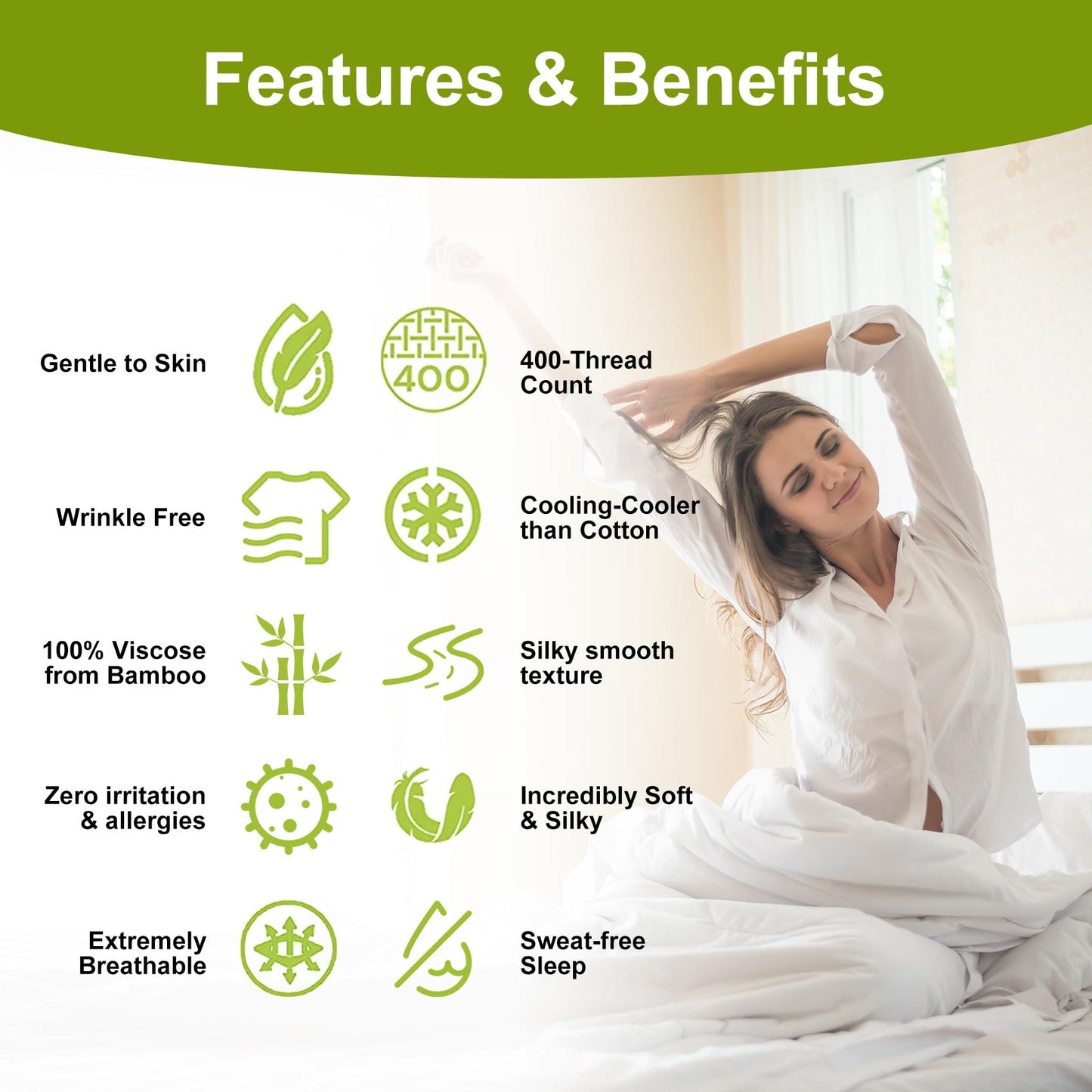 Ivellow Deep Pocket King Sheets, Rayon Derived from Bamboo, Extra Deep Pocket up to 18"-24", Hotel Luxury Cooling Sheets for King Size Bed, Silky Soft, Smooth, Breathable Bed Sheets Grey
