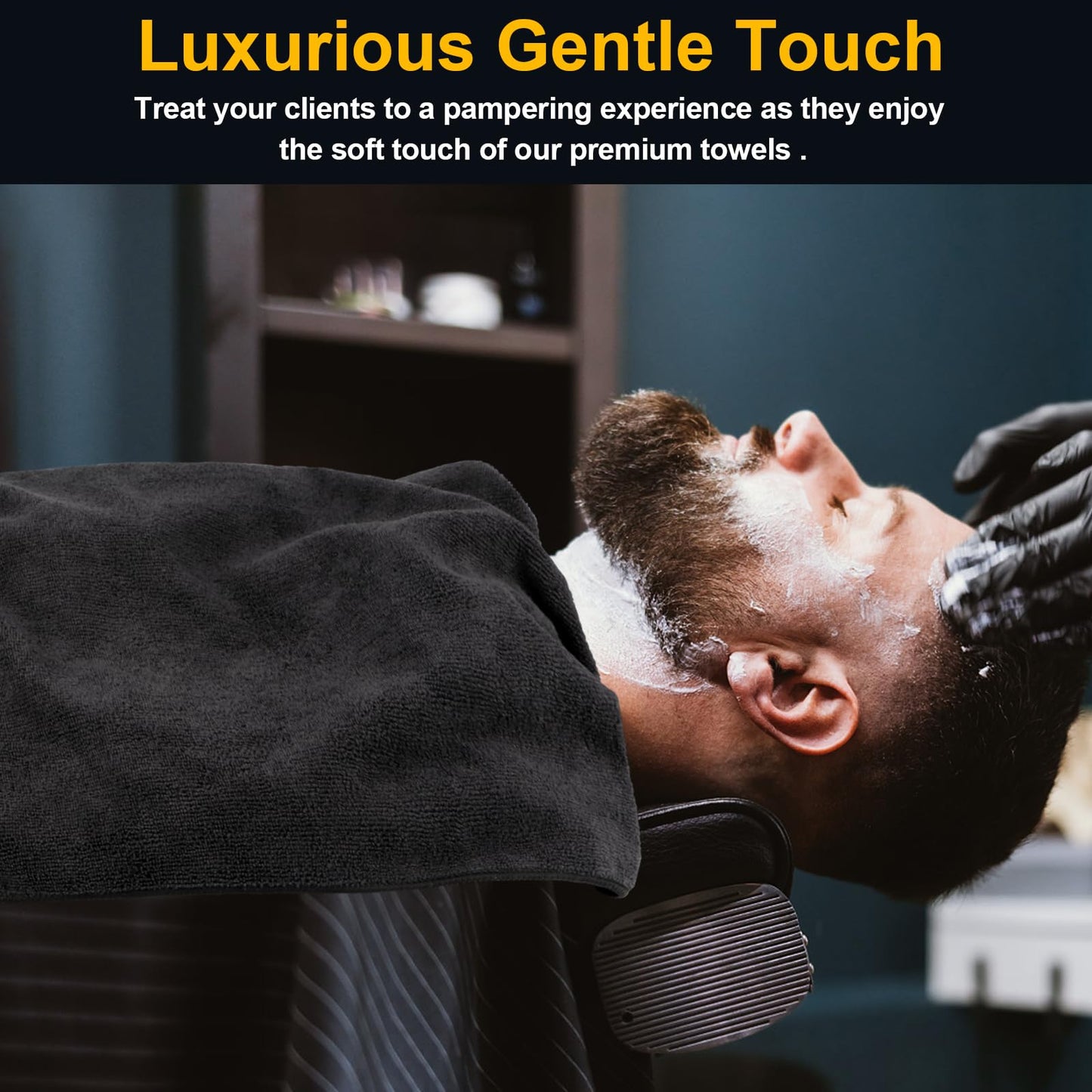 UNIMADE Salon Towels 24 Pack, Microfiber Barber Towel Bulk, (16x29 inches) Hair-Drying Cloth Super Soft Black Hand Cloths for Gym, Bath, Spa Use and Home Beauty Care(Not Bleach Proof)