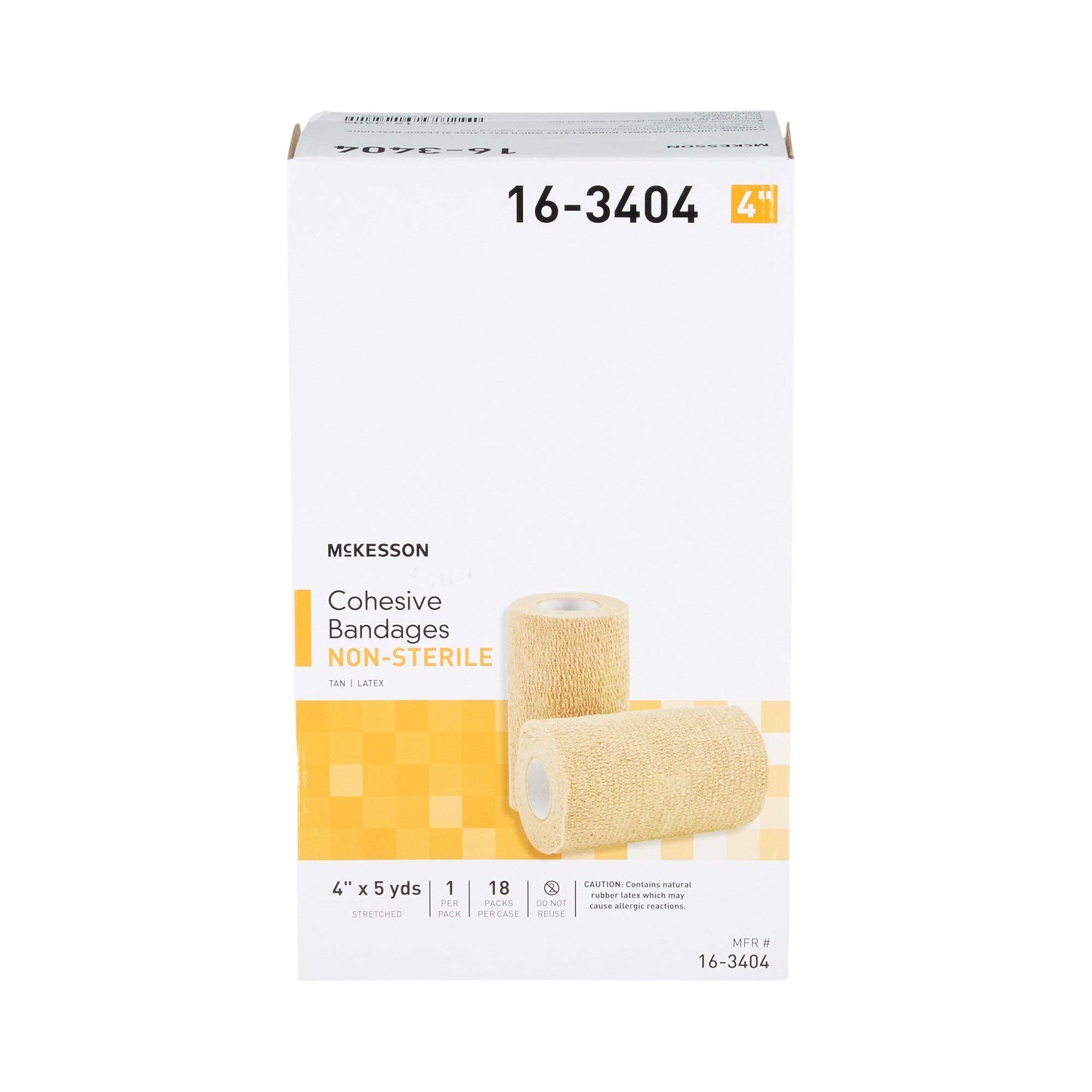McKesson Elastic Cohesive Bandages, Beige, Non-Sterile, 4 in x 5 yds, 1 Count, 18 Packs, 18 Total
