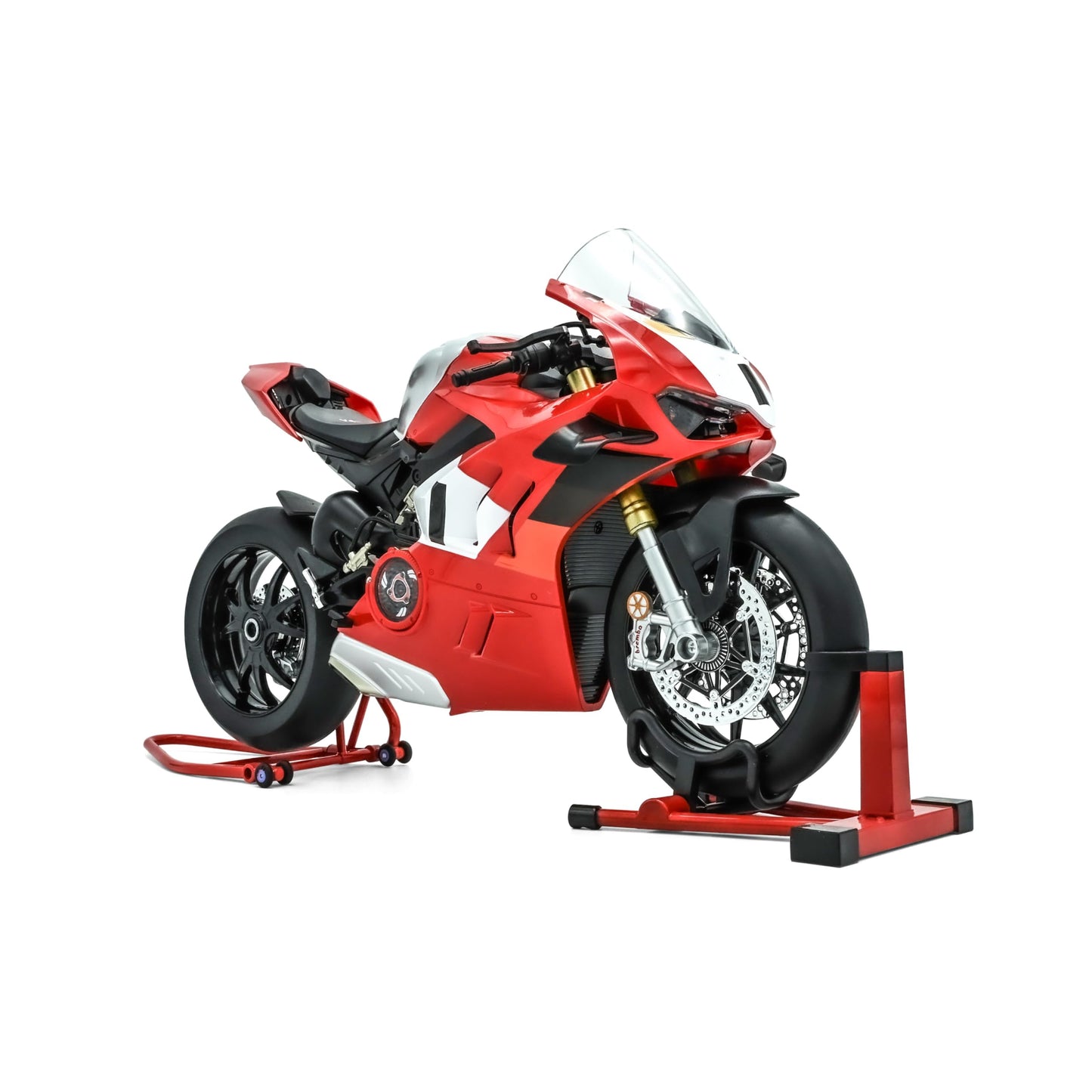 NIKOLATOY 1/6 Alloy Motorcycle Model Accessory Set, Red Stand, Creative Desktop Display and Collectible Gift (V4R)