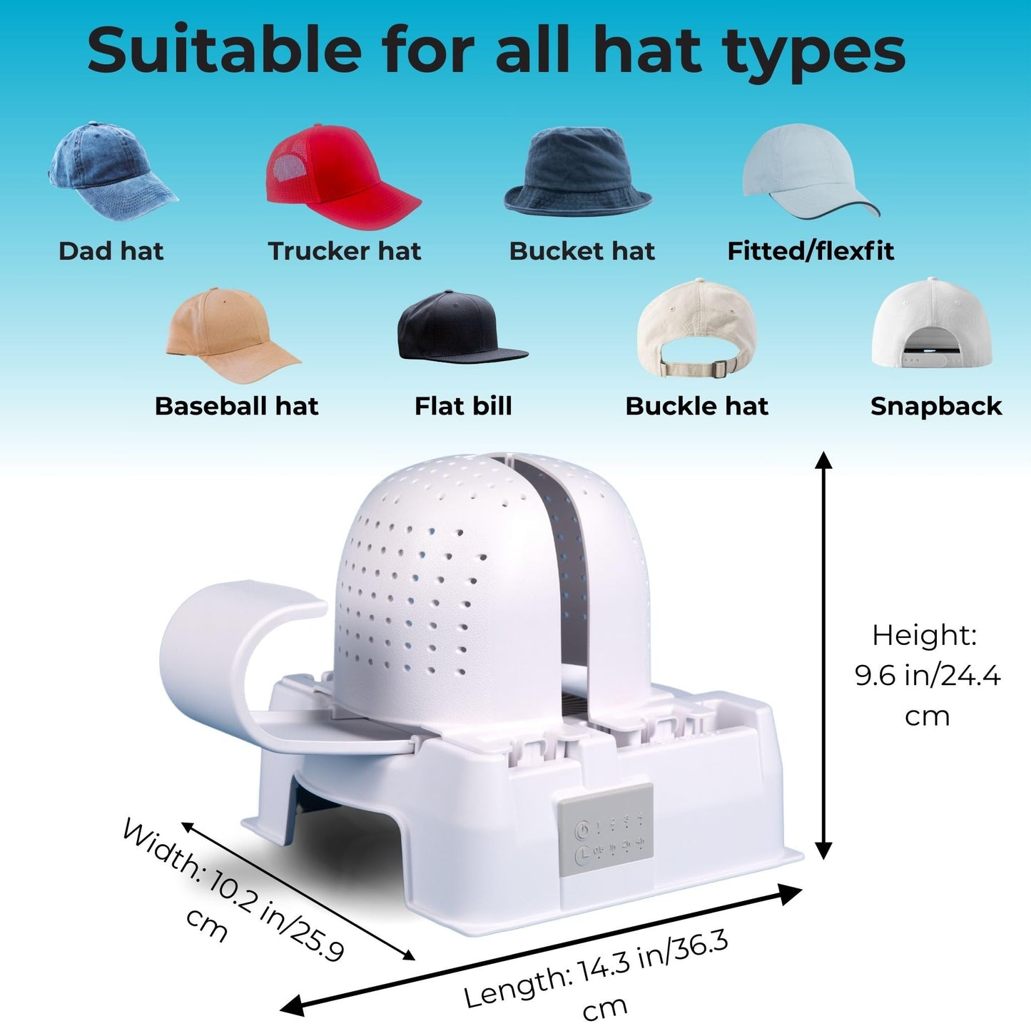 Danyco Hat Shaper Machine with Stiffening Spray – Adjustable Hat Care & Reshaping Device - Tool for Caps, Snapbacks, Fitted Hats – Fan Drying Tech for Shape Restoration & Preservation