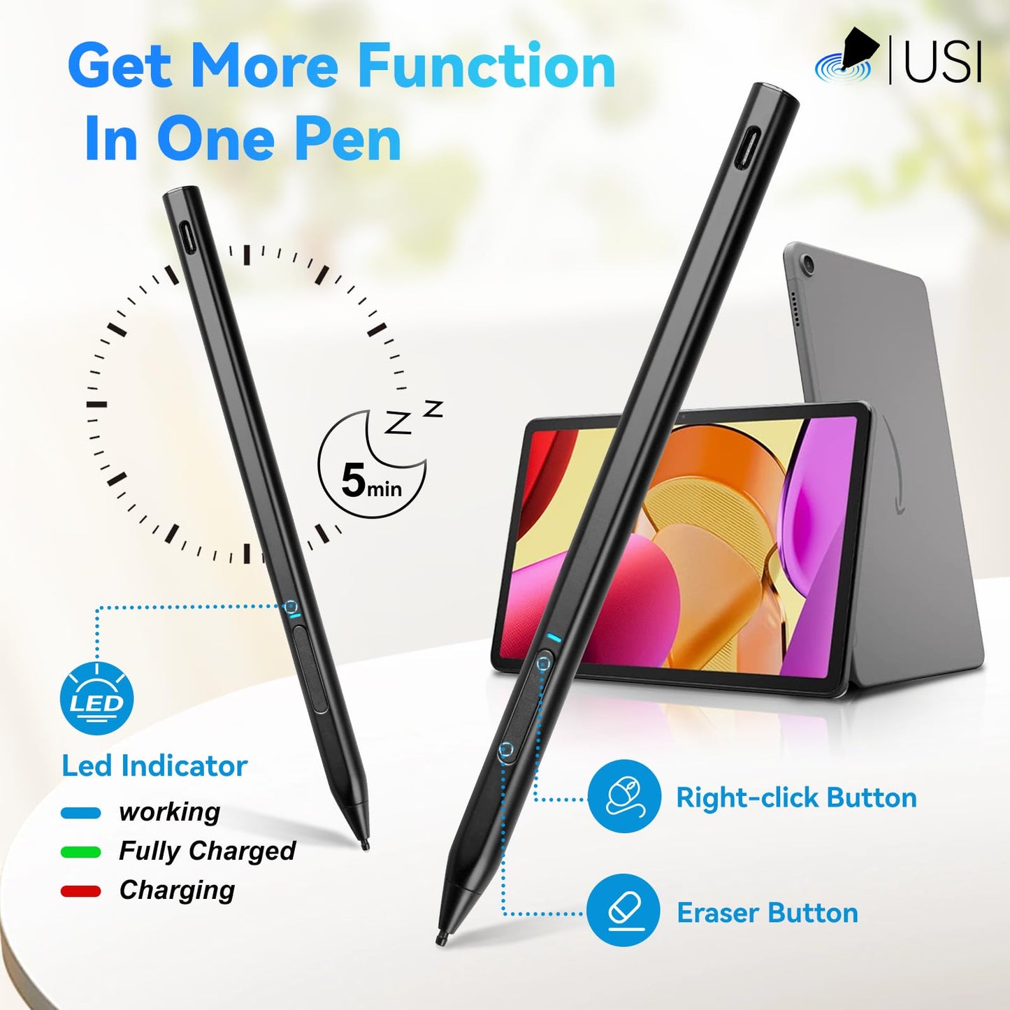 Fire Max 11 Stylus Pen,USI 2.0 Certified Stylus Pencil for Amazon Fire Max 11 Tablet & Amazon Fire HD 10 (13th Gen, 2023 Release),Palm Rejetion 4096 Pressure Pen for Lenovo Chromebook Duet Tablet