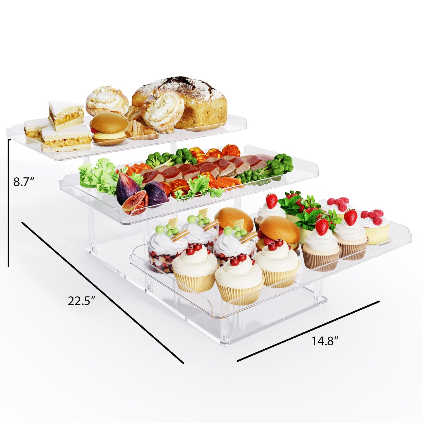 Bakzon Upgraded Dessert Table Display Set, Acrylic Cupcake Buffet Dessert Risers Stands, Tier Serving Trays Holder for Weddings Baby Shower Tea Party