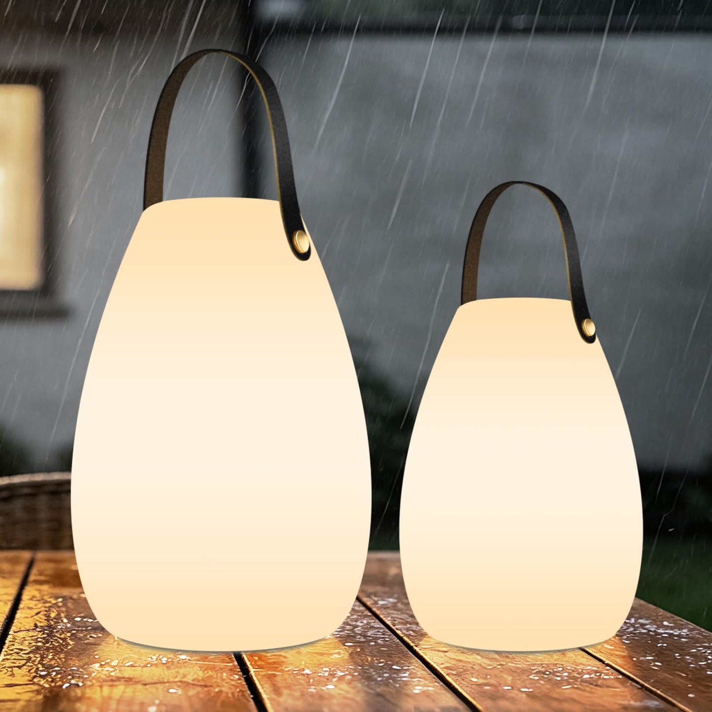 uuffoo 2 Pack Rechargeable Portable Table Lamp, Cordless RGB Lantern with Remote, Decorative LED Night Light, IP44 Waterproof Indoor Outdoor Lamp for Bedroom Patio Garden Wedding Party
