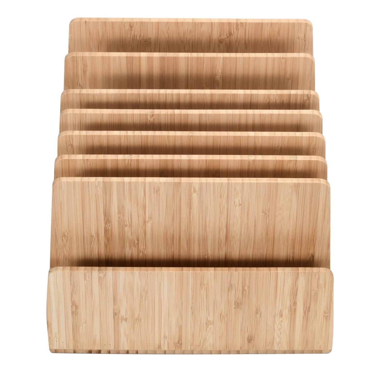 MobileVision Bamboo Device Organizer for Smartphones, Tablets and Laptops, 7 Slots With Extra Wide Slots for Laptops
