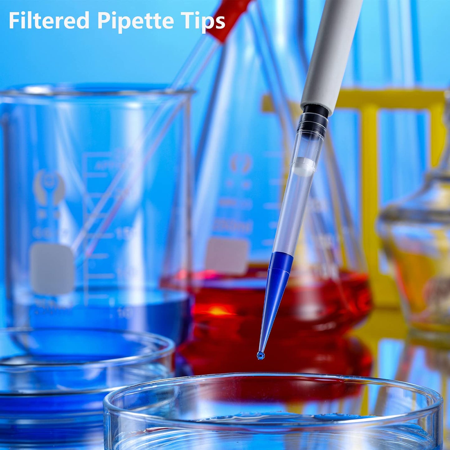 1000µL Filtering Pipette Tips - Universal Filter Pipettor Tips-Racked(Box),RNase/DNase Free & Pyrogen Safe,Clear,96 Tips/Rack Pk x 10 Racks (960 Tips)