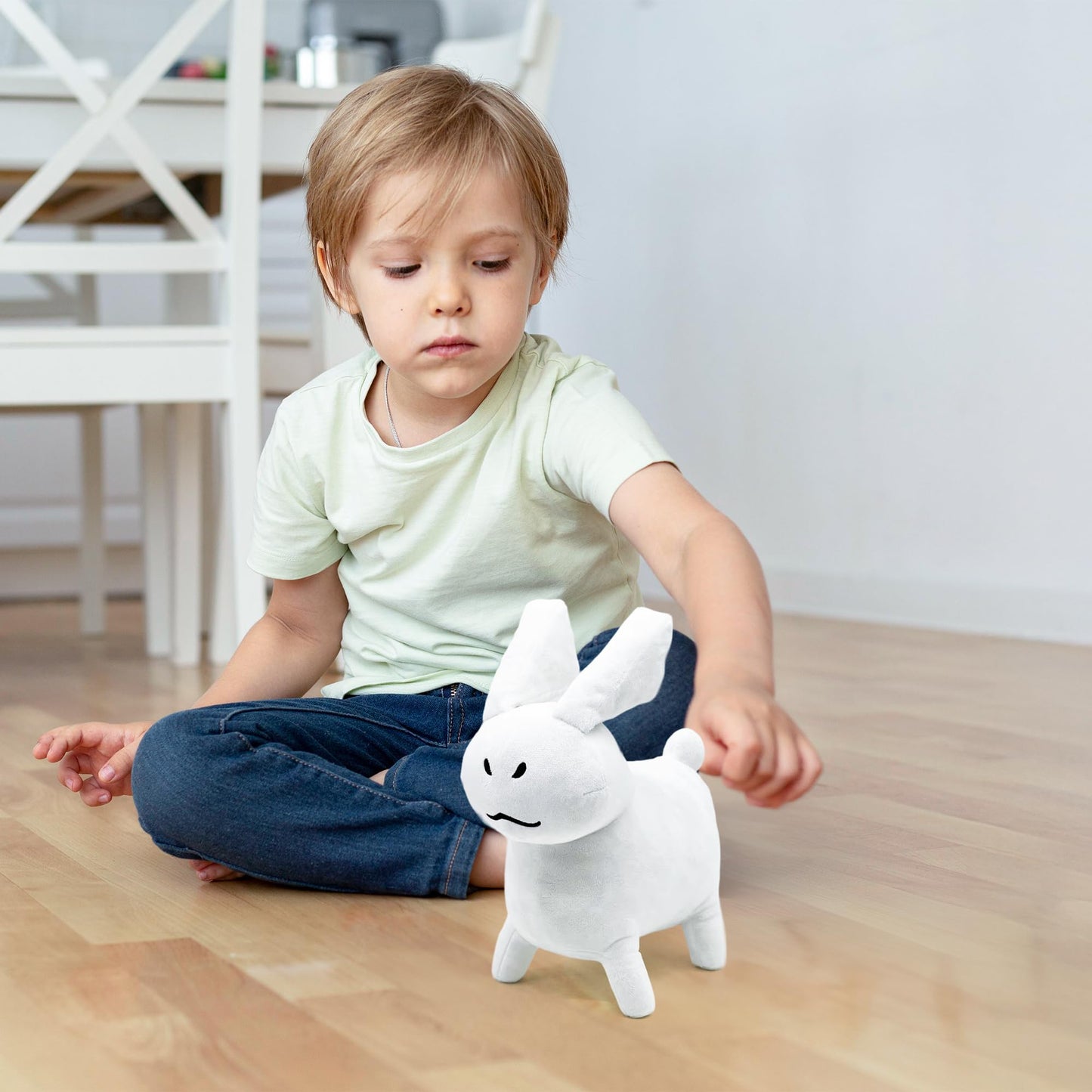 Adenzai 11 Inch White Gubby Plush Toy, Stuffed Figure Pillow for Home Decor, Collectible Gift for Video Game Fans, Kids, and Adults Cute Halloween Plush Toy(Rabbit White Plush)