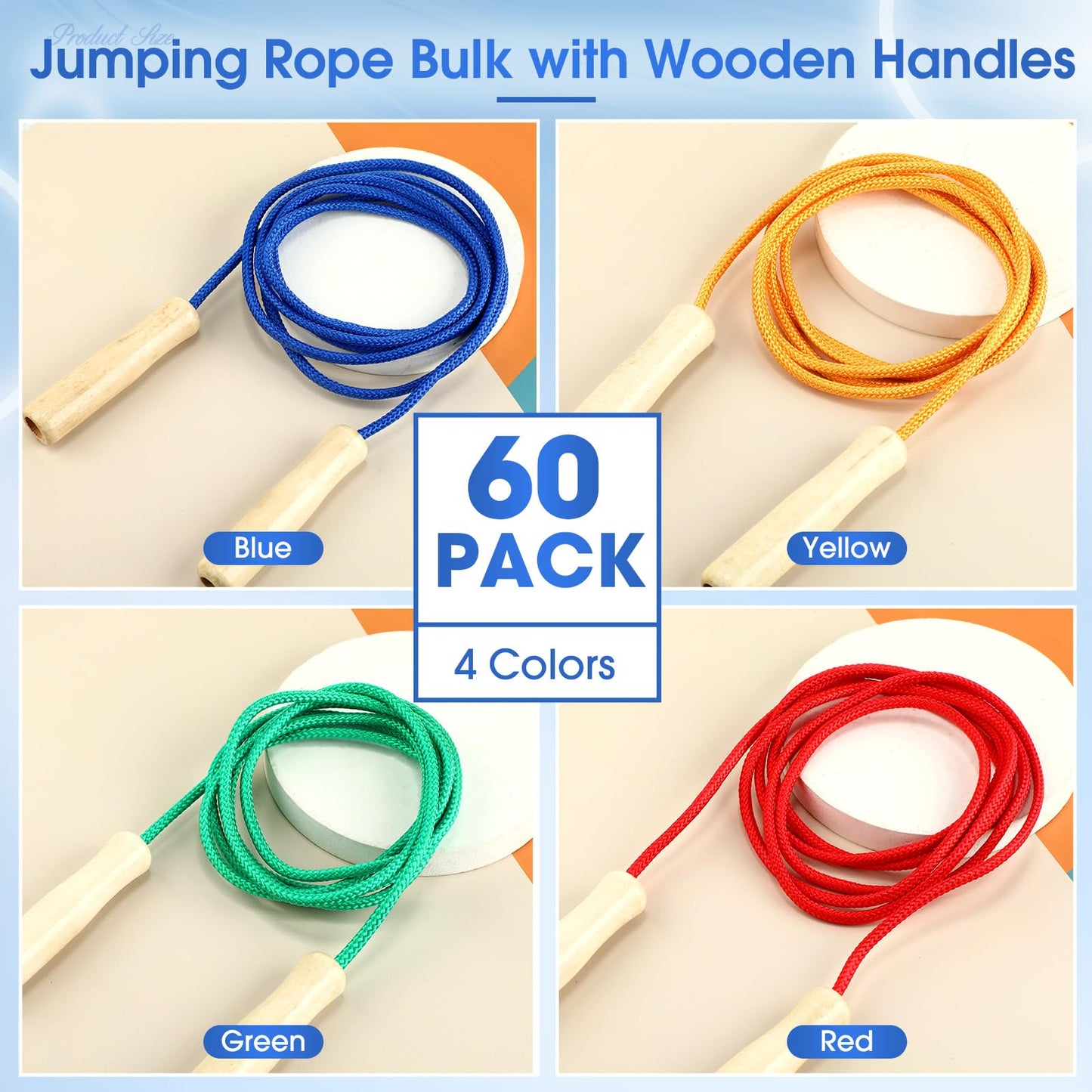 Sonwyoung 30 Pack 8.53 Ft Jump Ropes for Kids Adults Adjustable Cotton Skipping Rope with Wooden Handle for Multiplayer Double Dutch Jump Rope Exercise Outdoor Fun School Sport Game Gift