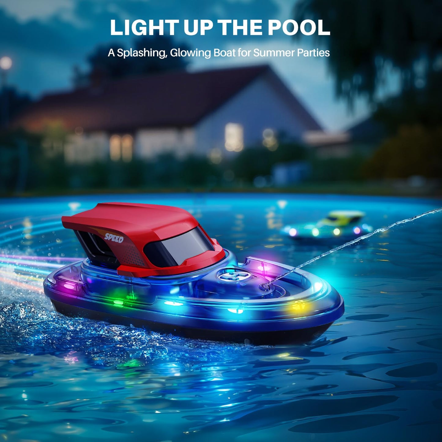 SYMA RC Boats 2 Pack for Kids 8-12, Remote Control Boat for Pool with LED Lights, 40 Mins Playtime (2 Batteries) & One-Key Water Spray, Summer Gifts Toys for Boys and Girls