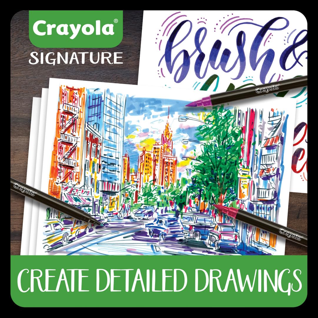 Crayola Brush & Detail Dual Tip Markers, Calligraphy Set, Gift