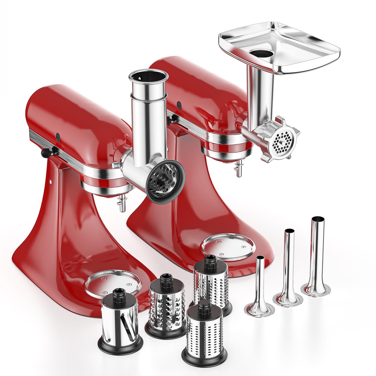 Meat Grinder & Stainless Steel Slicer Shredder Attachment for KitchenAid Stand Mixer, Meat Grinder Attachment with Sausage Stuffing Set and Cheese Grater, For KitchenAid Mixer Attachments