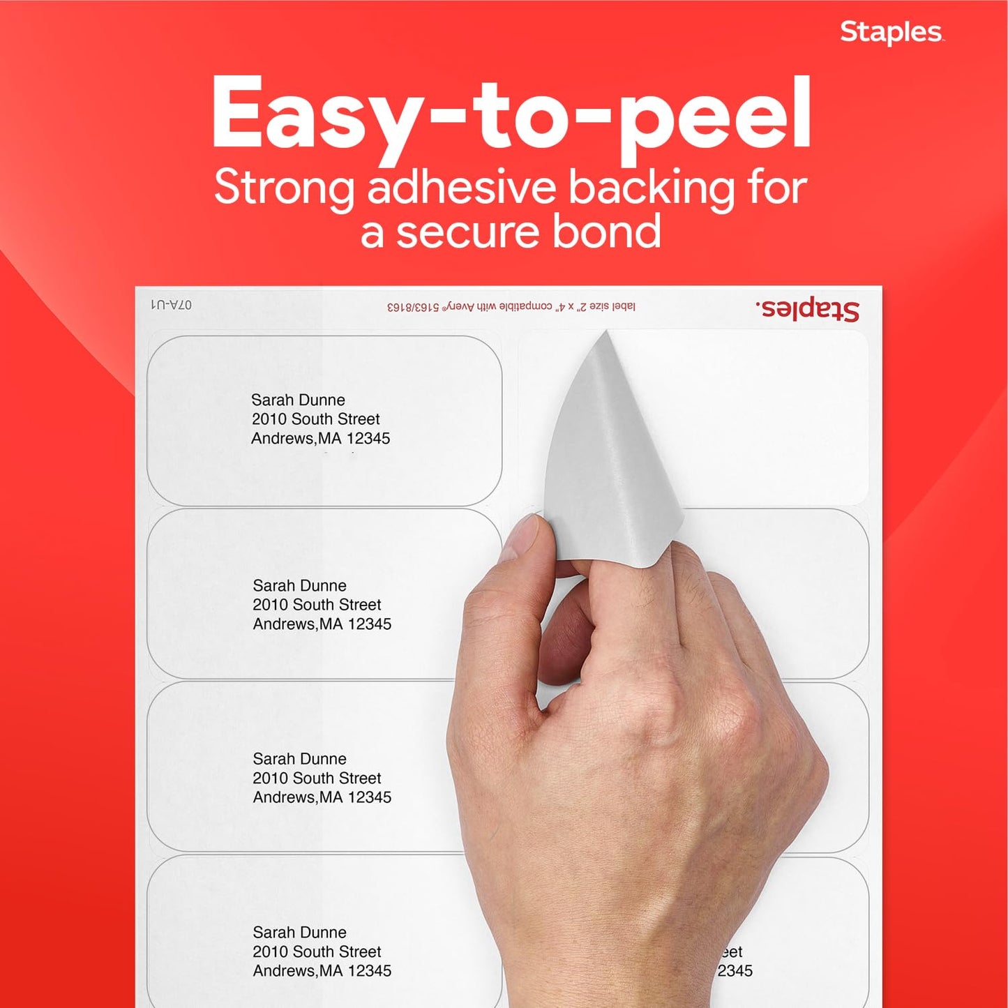 Staples Laser & Inkjet Shipping Labels, 2" x 4", White, Permanent Adhesive, Printable Sheets for Mailing & Packaging, 2,500 Labels