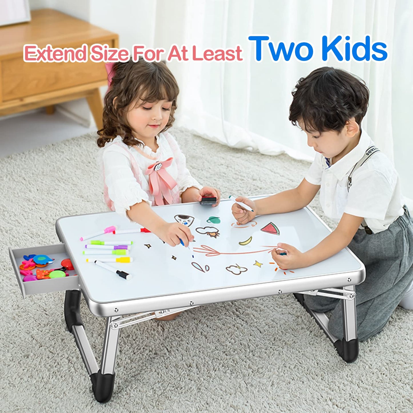 Laziiey Lap Desk Kids Dry Erase Board for Kids Art Table Foldable Play Table for Toddler Drawing Activity Homework (24" x 16")