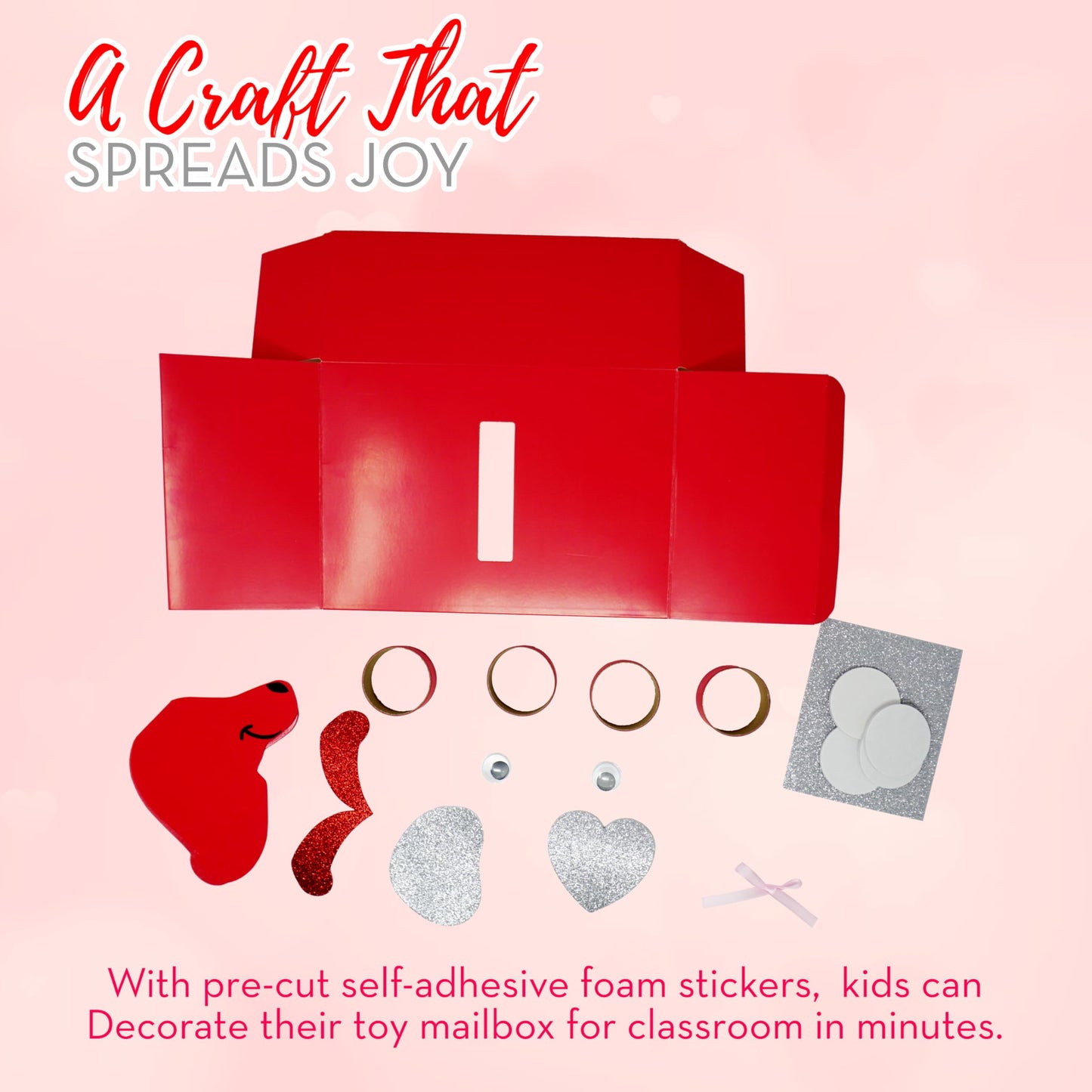 4E's Novelty 2 Pack DIY Valentines Mailbox Craft Valentine's Day Card Exchange Dog Puppy Box for Kids, Mail Box Crafts for Kids Girls Boys - DIY Valentines Card Box
