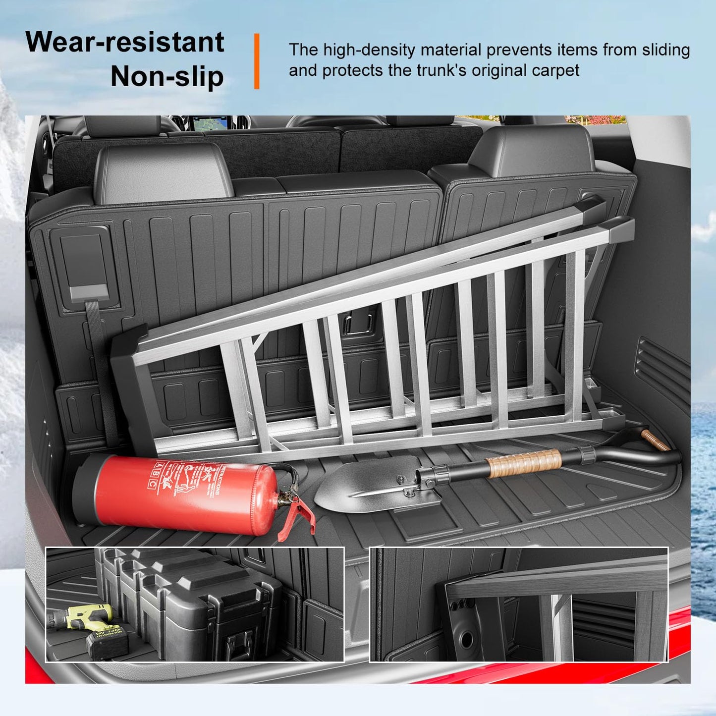 powoq Cargo Mat Compatible with 2009-2017 Chevy Traverse Trunk Mat 2008-2017 Buick Enclave Cargo Liner Trunk Liner Back Seat Protector Replacement for 2009-2017 Chevy Traverse Accessories
