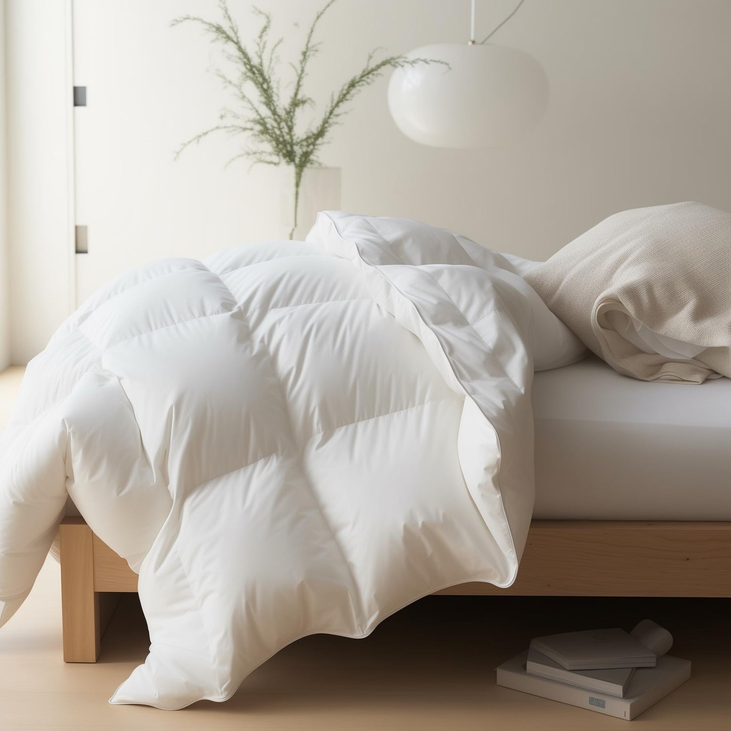 Maple&Stone Down Comforter Full Size, All Season Duvet Insert with 8 Corner Tabs, 100% Cotton Comforter, Luxury Hotel Bedding (82 x 86 Inches, White)