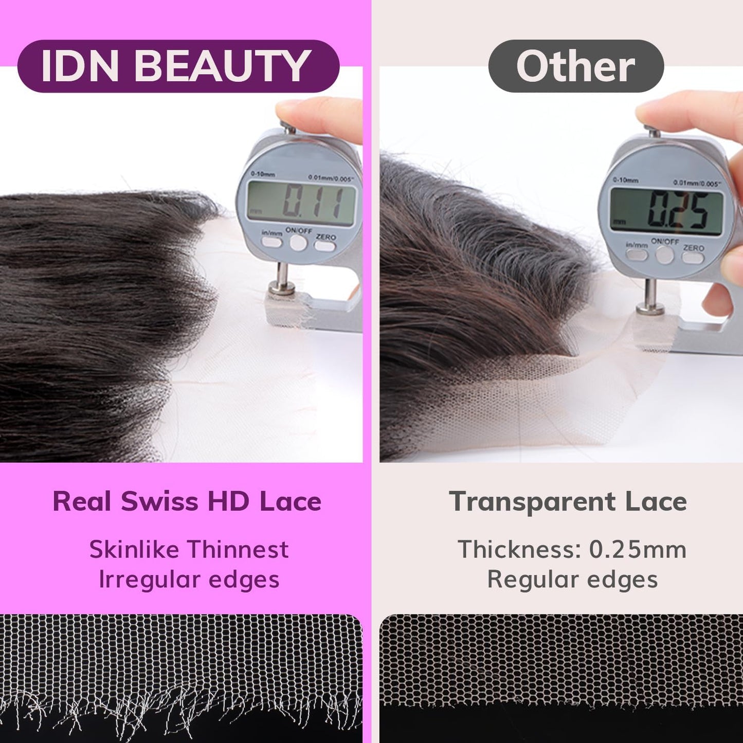 IDN BEAUTY SKINLIKE REAL HD 2X6 Lace Closure Human Hair 14 Inch Body Wave Closure Bleached Single Knots HD Closure Ultra-thin 2x6 Lace Closure Virgin Human Hair 0.1 mm Pre Plucked Hairline Closure