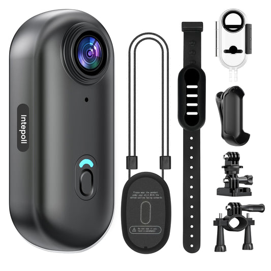 4K Mini Action Camera 128GB Thumb POV Portable Body Cam Wearable Video Recorder with IPX7 Waterproof Underwater Camcorder, Helmet Mount, Magnetic Sport DV for Bike Cycling, Pet, Vlogging(Black)