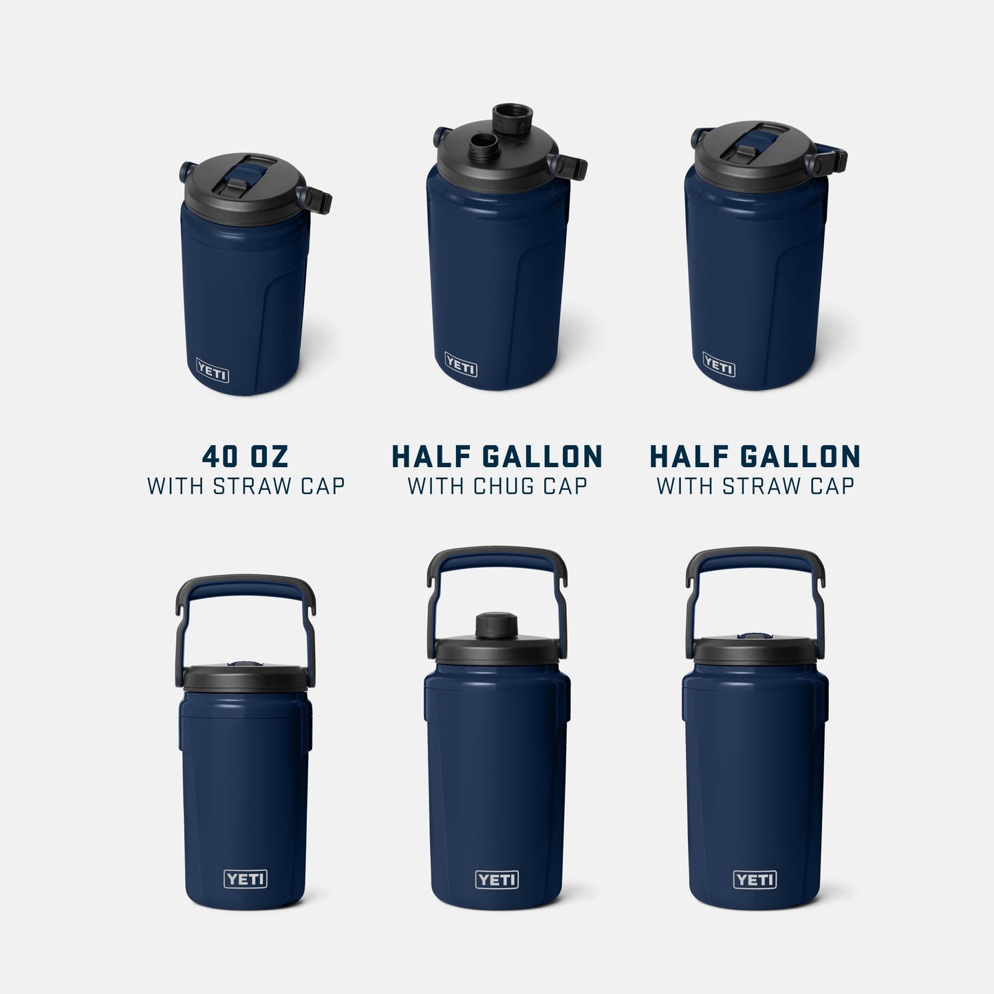 YETI Silo Half Gallon Insulated Chug Cap Water Jug – Leakproof, Lightweight Sports Bottle with Fence Hook Handle – Keeps Drinks Ice-Cold – Ideal for Gym, Sports & Tournaments, Navy
