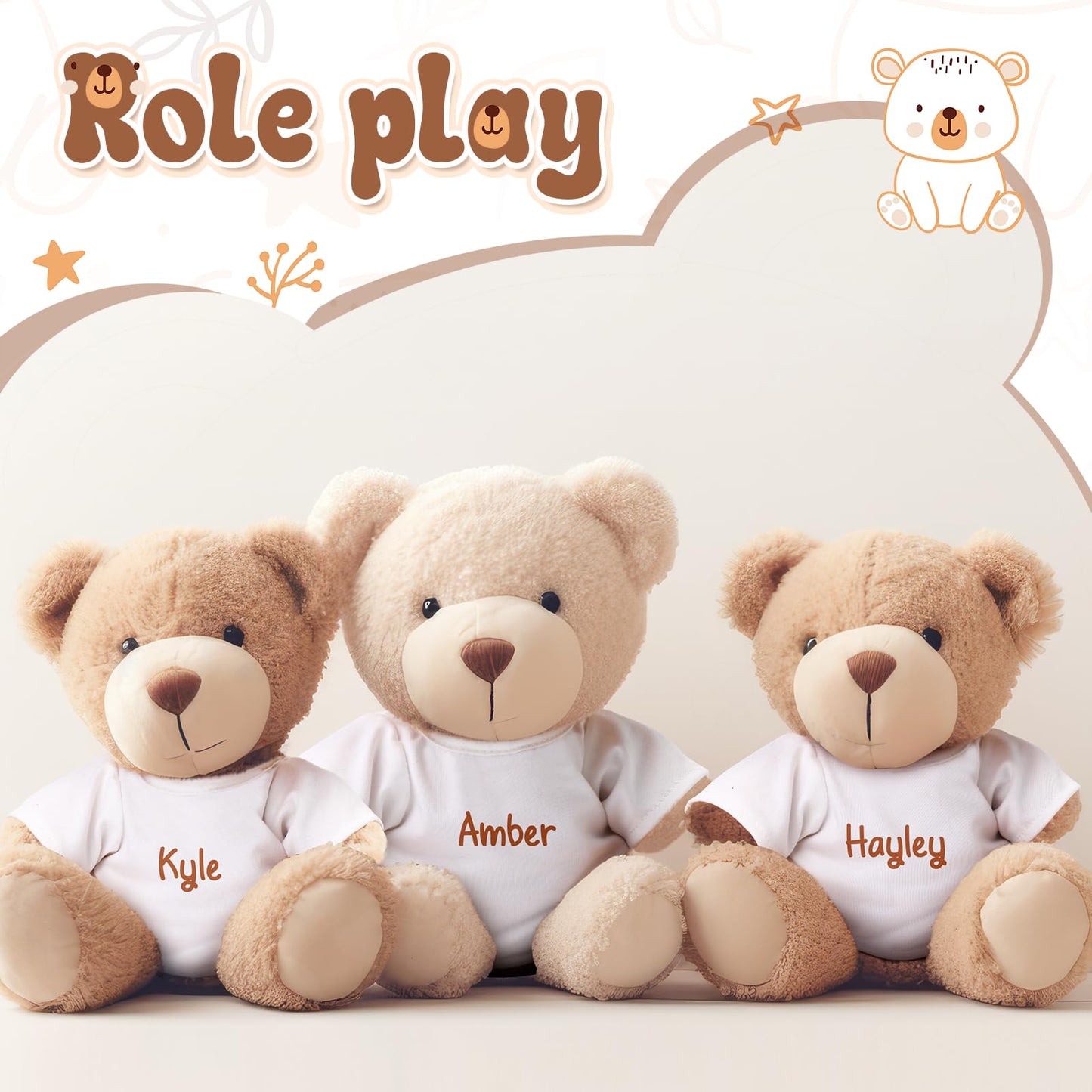 Litherr S 12 PCS Stuffed Bear Clothes Shirt Stuffed Animal Clothes Plush Doll Tshirts Classic Plush Bear Shirts Fit 8-12 Inches Stuffed Bear Dolls