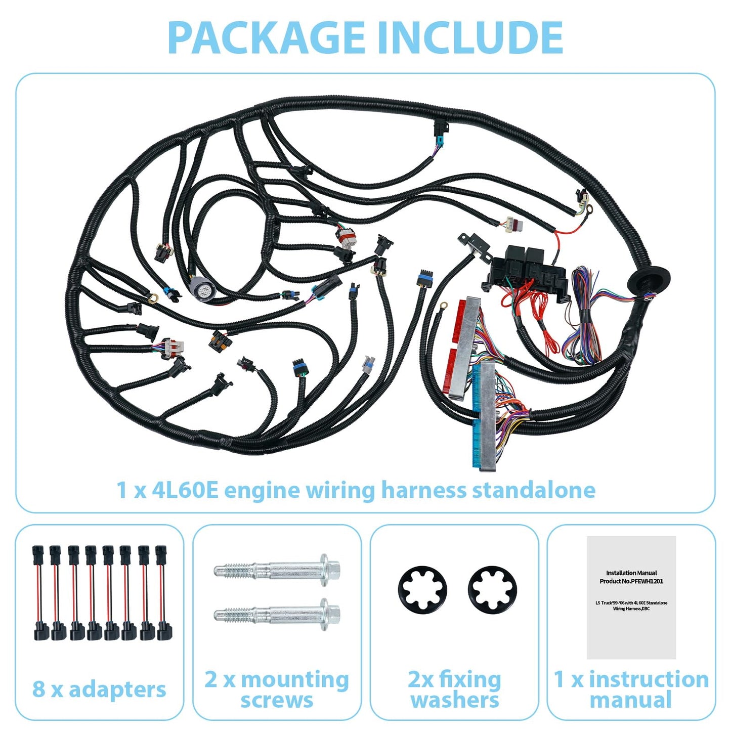 4L60E Engine Wiring Harness LS Swap Standalone Wire Compatible with 1997-2006 GM DBC LS1 4.8L 5.3L 6.0L Vortec Engines W/4L60E Transmission Drive by Cable