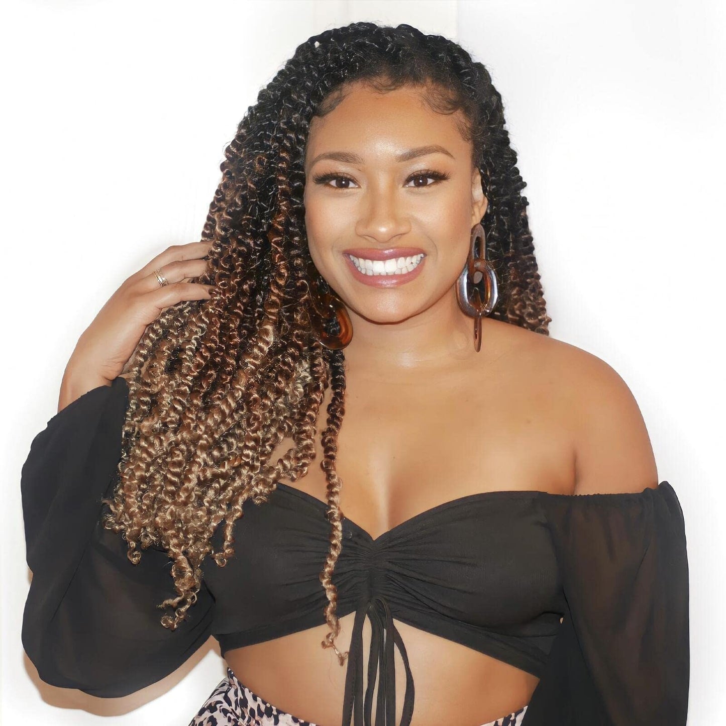 ToyoTress Tiana Passion Twist Hair - 20 Inch 8 Packs Pre-twisted Crochet Braids Ombre Brown Blonde, Long Pre-looped Synthetic Braiding Hair Extensions (20 Inch, OT30/27-8P)