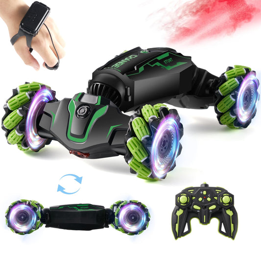 Kyanio Gesture Sensing RC Stunt Car with Light & Music & Spray - Remote Control Cars for Boys 8-12 Toys, Best Birthday Gift for Kids 6 7 8 9 10 11 12+ Years Old, Cool Hand Controlled Drift Fast RC Car
