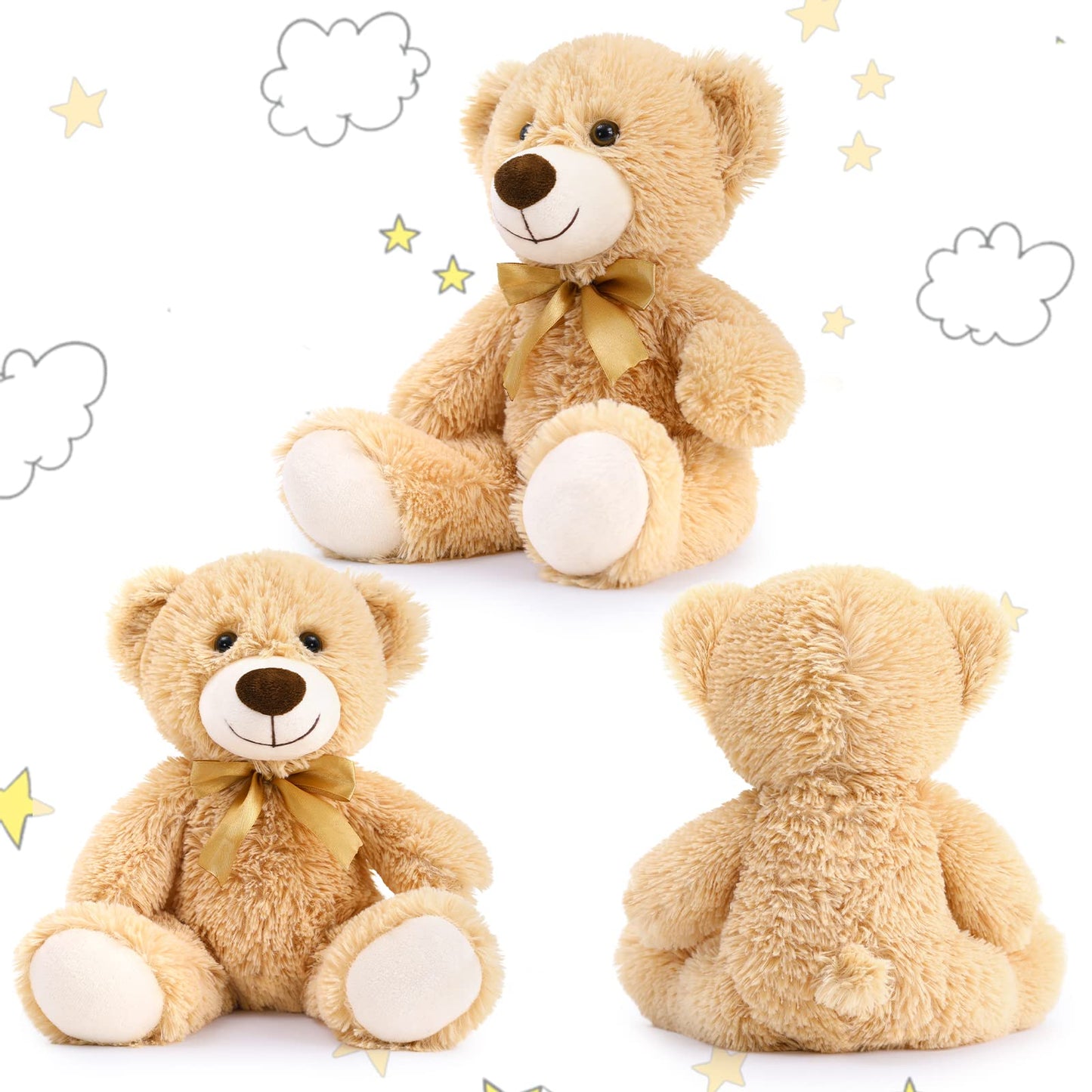MaoGoLan Bulk Teddy Bear Baby Shower, 10 Packs Small Teddy Bear Stuffed Animals in Bulk,13.5" Small Stuffed Bears Plush for Wedding,Birthday,Christmas, Party Decorations