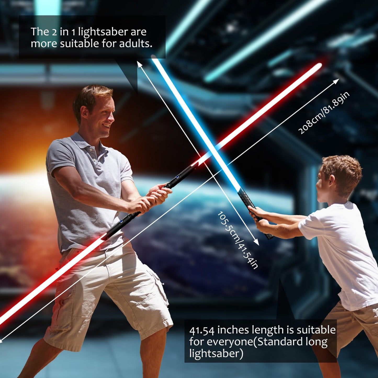Lightsaber,RGB FX Light Saber,Double Dueling Lightsaber with Length 41.54 inches,2Packs Real 12 Colors Light Sabers for Adults, Lightsabers for Kids Birthday Christmas/Halloween Cosplay Party