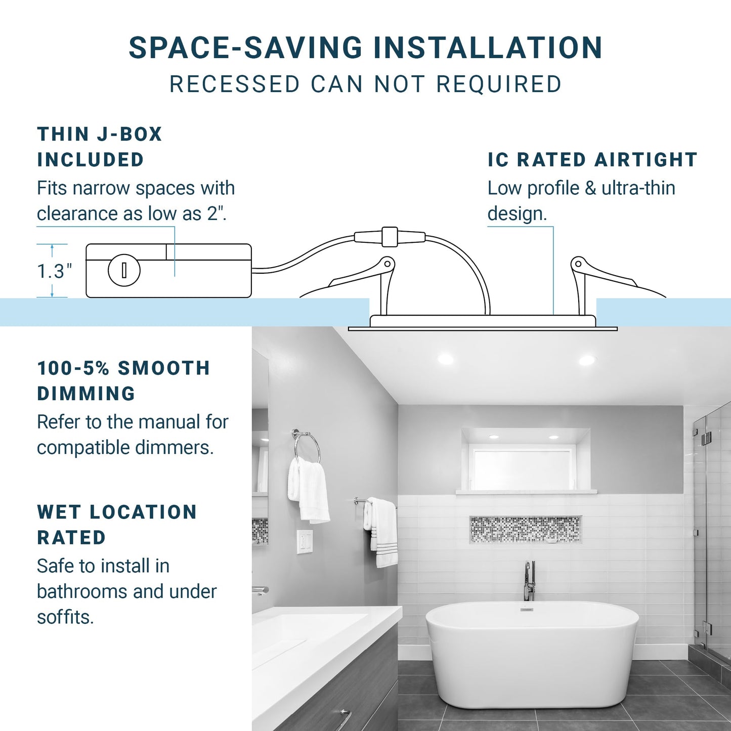 PARMIDA (6 Pack) 4 Inch 2HR Fire Rated LED Recessed Light, ETL, 5 Color Selectable 2700/3000/3500/4000/5000K, 9W Dimmable Ultrathin Canless Wafer Slim Panel Downlight, Wet/IC Rated, No Tenmat Needed