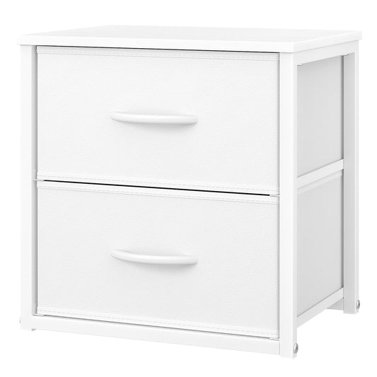 DAOUTIME Stackable Storage Drawers, White Closet Organizer with Wooden Top & Metal Frame, Closet Storage Drawers for Clothes, Freestanding or Stackable Dresser for Bedroom, Living Room, Under Bed