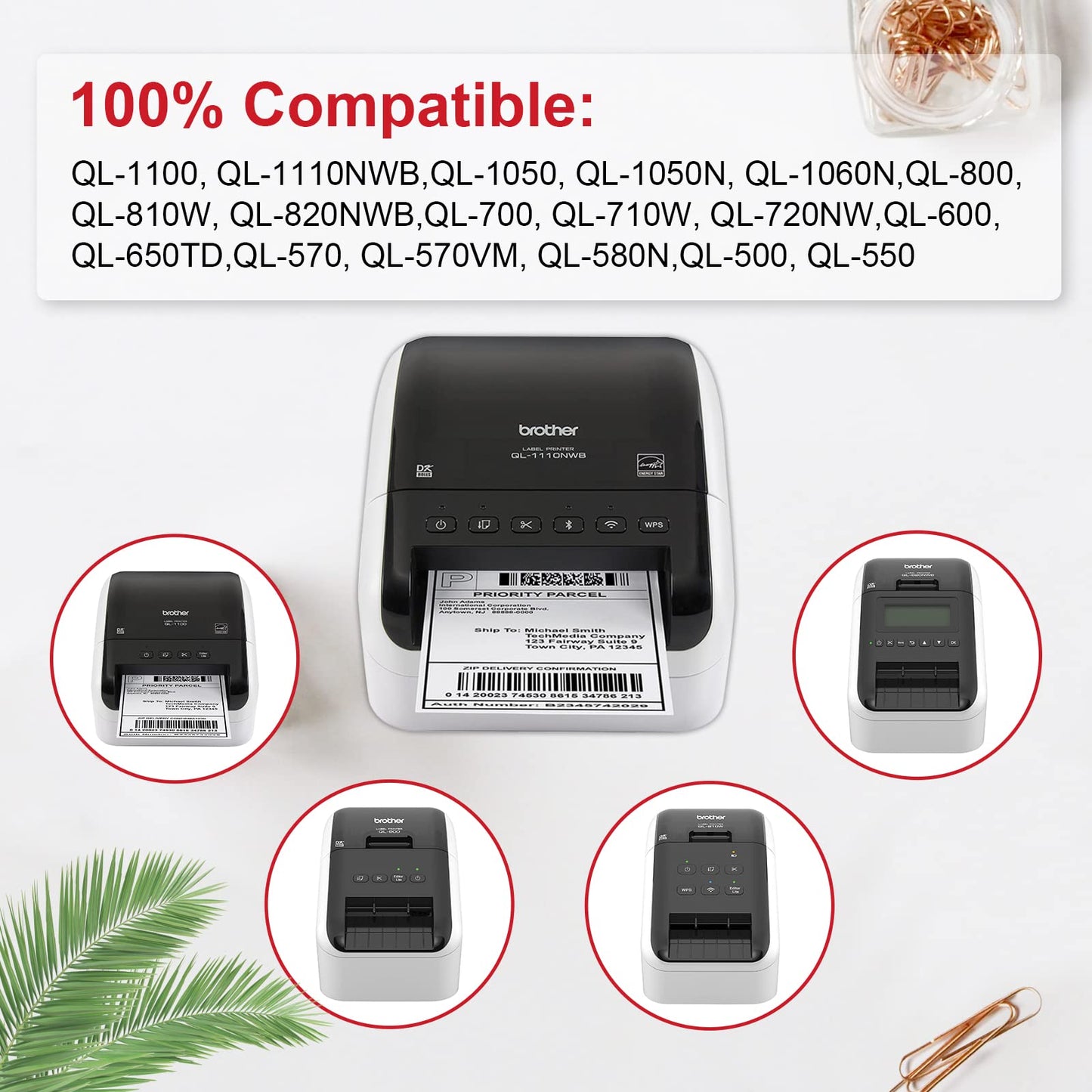12 Rolls 3600 Pcs 2-3/7"x4 Shipping Name Badge Labels Replacement for Brother dk-1202, Misofuki 2.4"x3.9" 62mmx100mm Die-Cut Address Labels Used with Brother QL-700 QL-500 QL-810W Label Printer