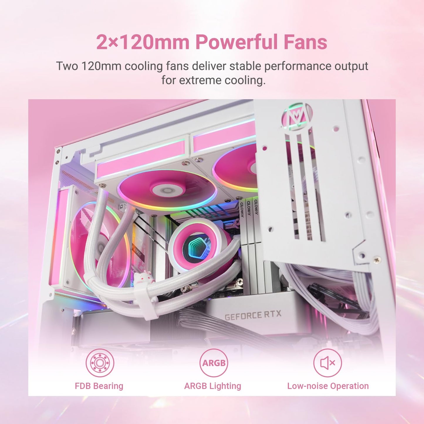 ID-COOLING FX240 INF Pink Edition 240mm Liquid CPU Cooler, AIO Cooler with ARGB Infinity Mirror Effect, 2x120mm Daisy-Chained Fans Low-Noise Operating 29.9dB(A) Max., Intel & AMD Compatible