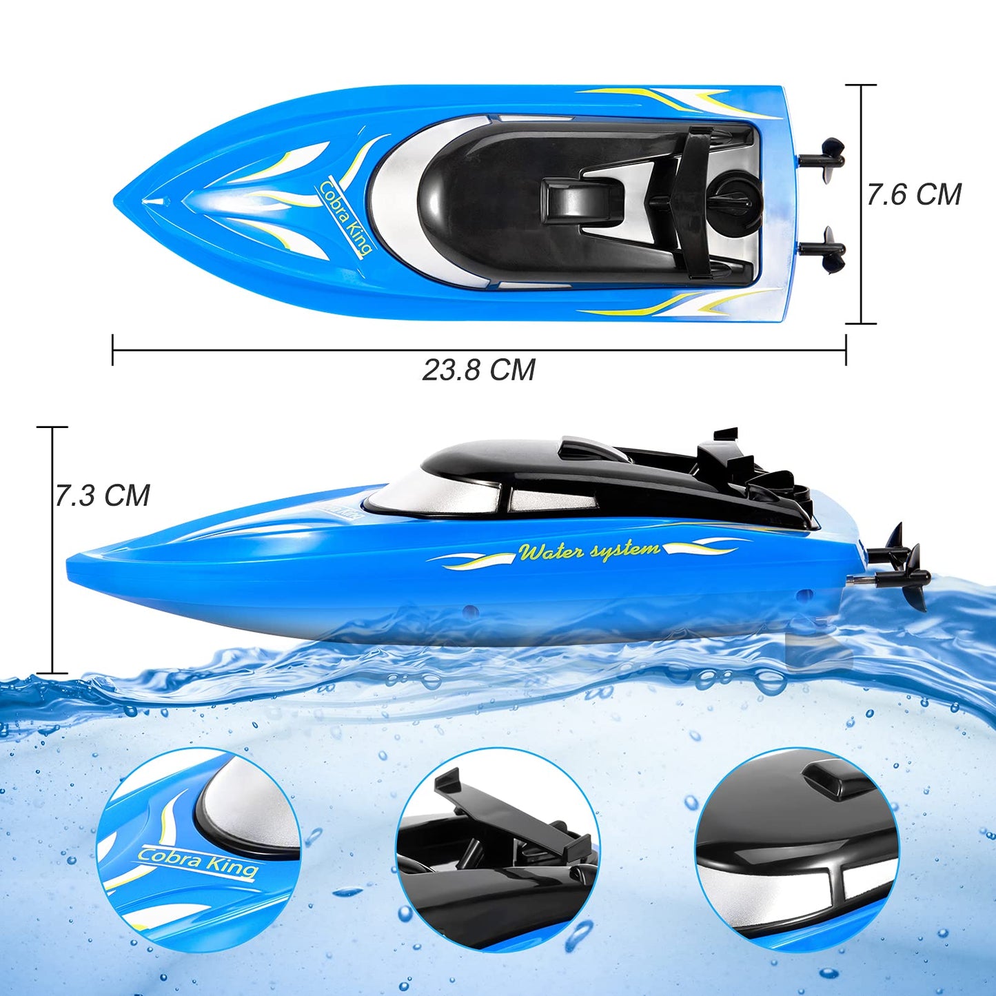 Lumiparty 2PACK RC Boat,Remote Control Boats for Kids and Adults,10km/H 2.4G High Speed Remote Control Boat,Fast RC Boats for Pools and Lakes with 4 Rechargeable Battery.(Blue+Yellow)