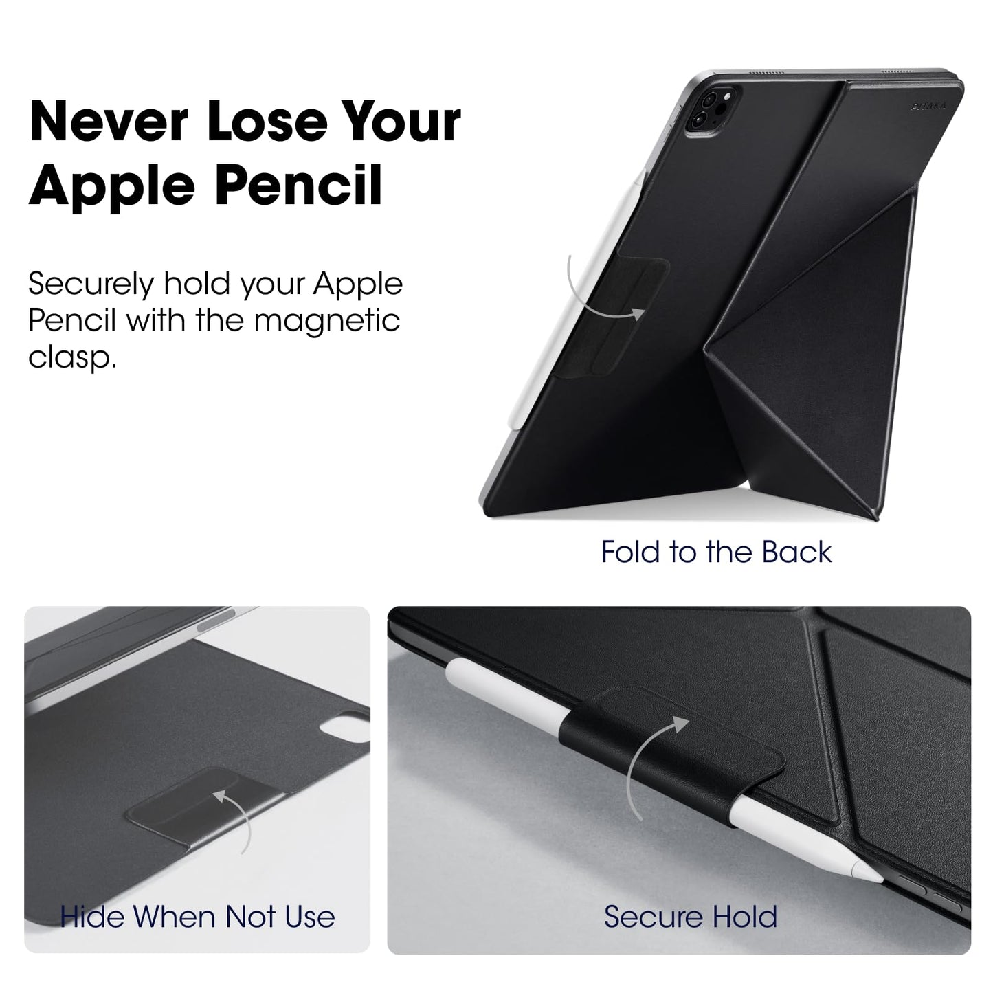 PITAKA iPad Pro 12.9 Case, Compatible with iPad Air M3/M2 13 Inch & iPad Pro 12.9 (3-6th Gen) 2022/2021/2020/2018, Lightweight Portrait/Landscape Magnetic Case with 4 Standing Angles - Black