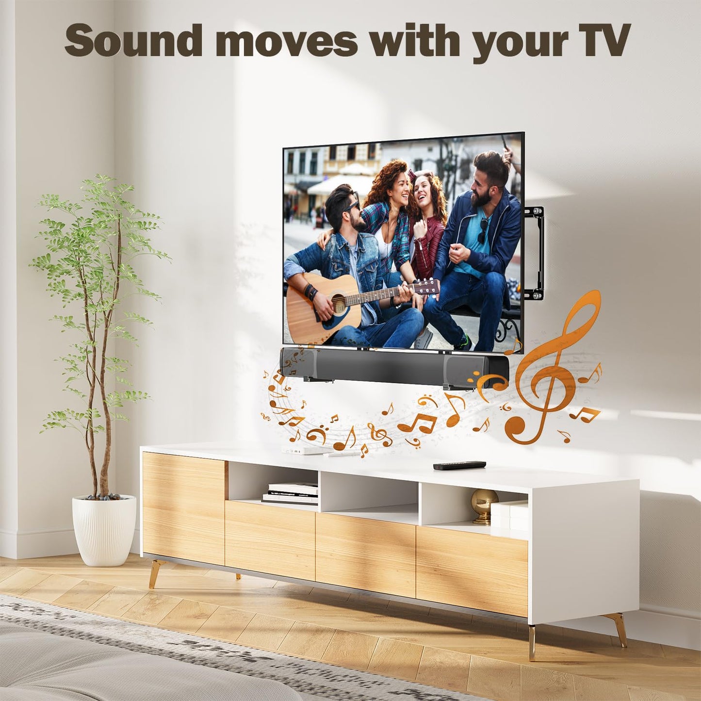 Mounting Dream Soundbar Mount Sound Bar TV Bracket with Holes/Without Holes, Non-Slip Base Holder Extends 3.4" to 6.1", Up to 20 LBS, Safe and Easy to Install MD5425