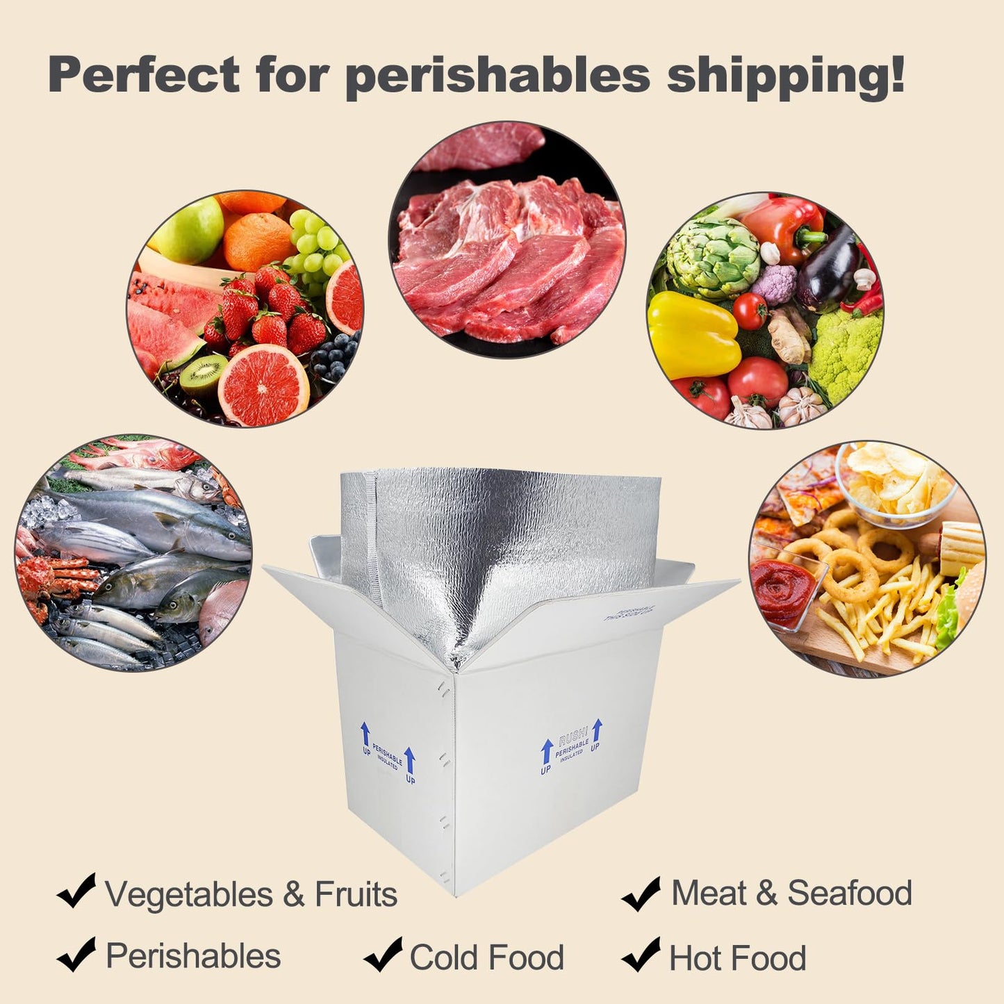15x10x11" Insulated Shipping Box, Perishable Cooler for Frozen Food Styrofoam Boxes for Cold Shipping Perishables Packaging Insulated Carton with Aluminum Foil Liner Bag, 4 Pack