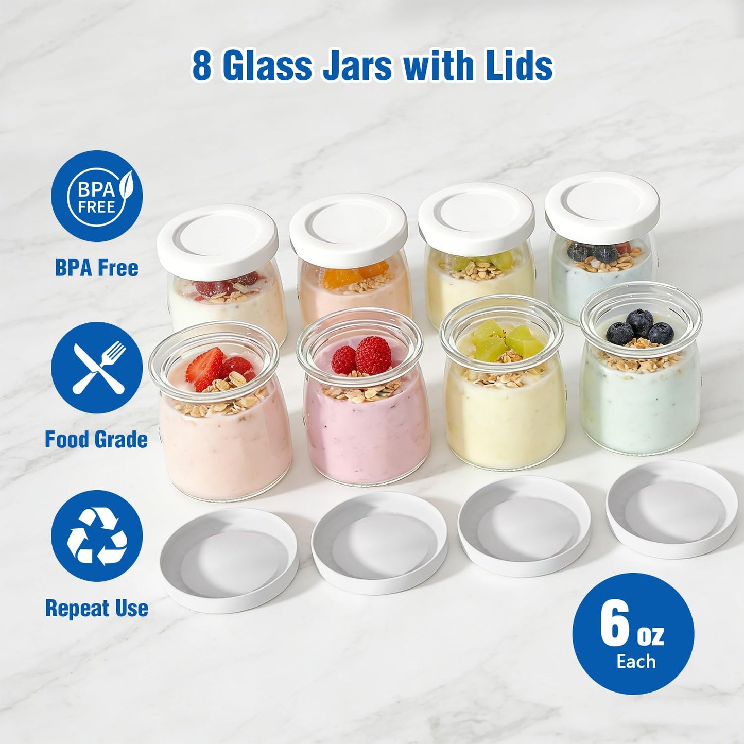 Yogurt Maker with Adjustable Time and Temp Control, Yogurt Maker Machine with Automatic Shut-Off & Constant Temper for Homemade Probiotic, Greek Yogurt, BPA-Free (Black Grey, 48 oz/8 Jars)