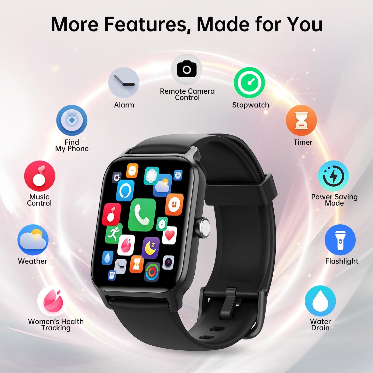 Tensky Smart Watch for Men/Women, 1.85'' HD Touchscreen Smartwatch for Android/iPhone/Samsung/(Bluetooth Call), Alexa Built-in, 100+ Sport Modes Fitness Digital Tracker, Sleep/Heart Rate/SpO2 Monitor