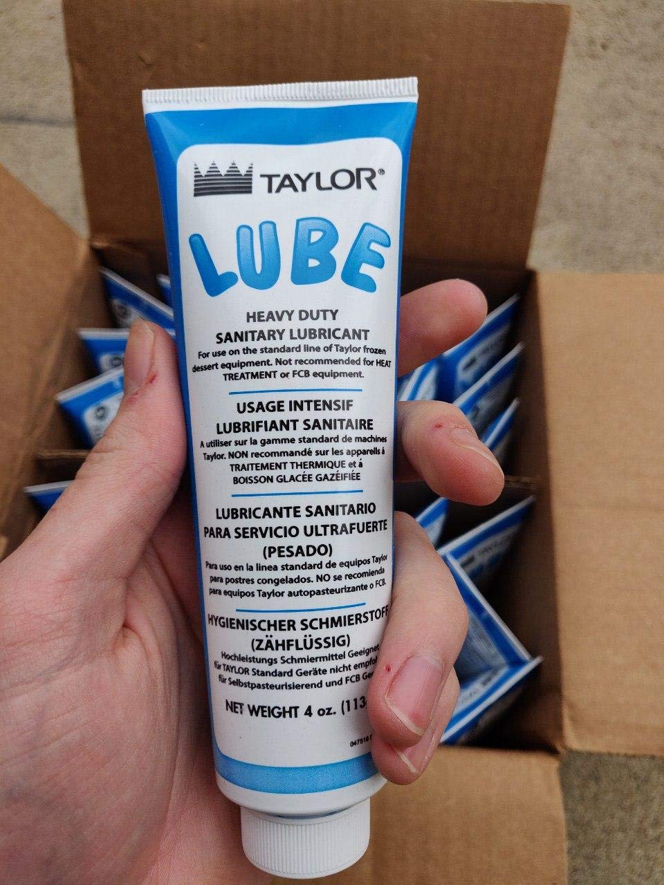 4 x 4 Oz. Taylor Blue Lube Tube, Food Safe Grease Sanitary Lubricant for O-Rings, Gasket, Mixer & Soft Serve Machines like Taylor, Stoelting, Kappus, Coffee, Yogurt, Food Service Equipment Lube #47518